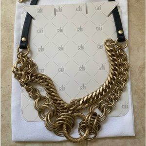 Cabi Harness Ring gold and leather chunky necklace-casual, yet dressy